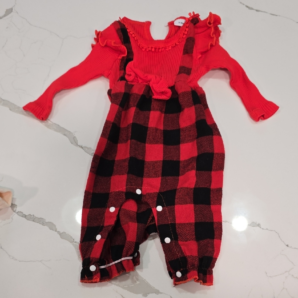 Red and Black Checkered Kids Overalls